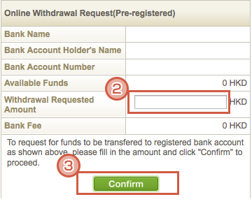 Online Request for Withdrawal